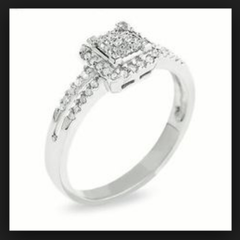 1/2 TW Diamond Ring in 10K Solid White Gold